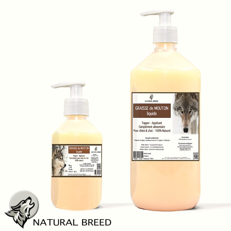 Graisse de mouton liquide - Topper naturel chien et chat