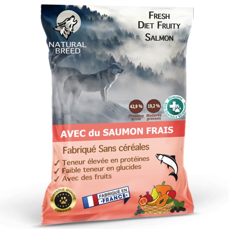 Fresh Diet Fruity Salmon - Aliment complet sans céréales pour Chien adulte, Ric